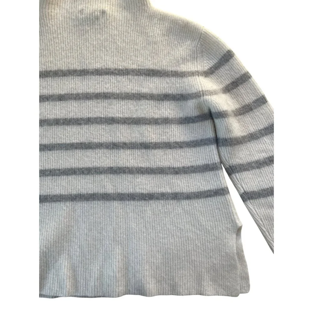 Forte Cashmere Women's XL 100% Cashmere Neutral Stripe Turtleneck Sweater - Picture 10 of 13